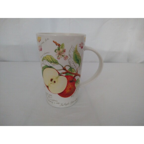 Kent Pottery Apple Design Tall White Porcelain Coffee Mug Garden Script - Picture 3 of 9